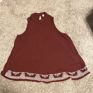 high neck embroidered top